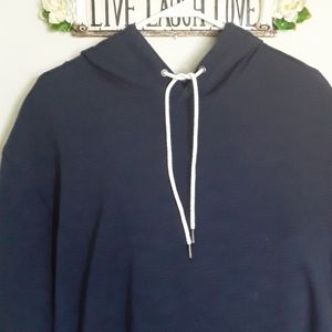 men's short sleeve elongated slub hoodie